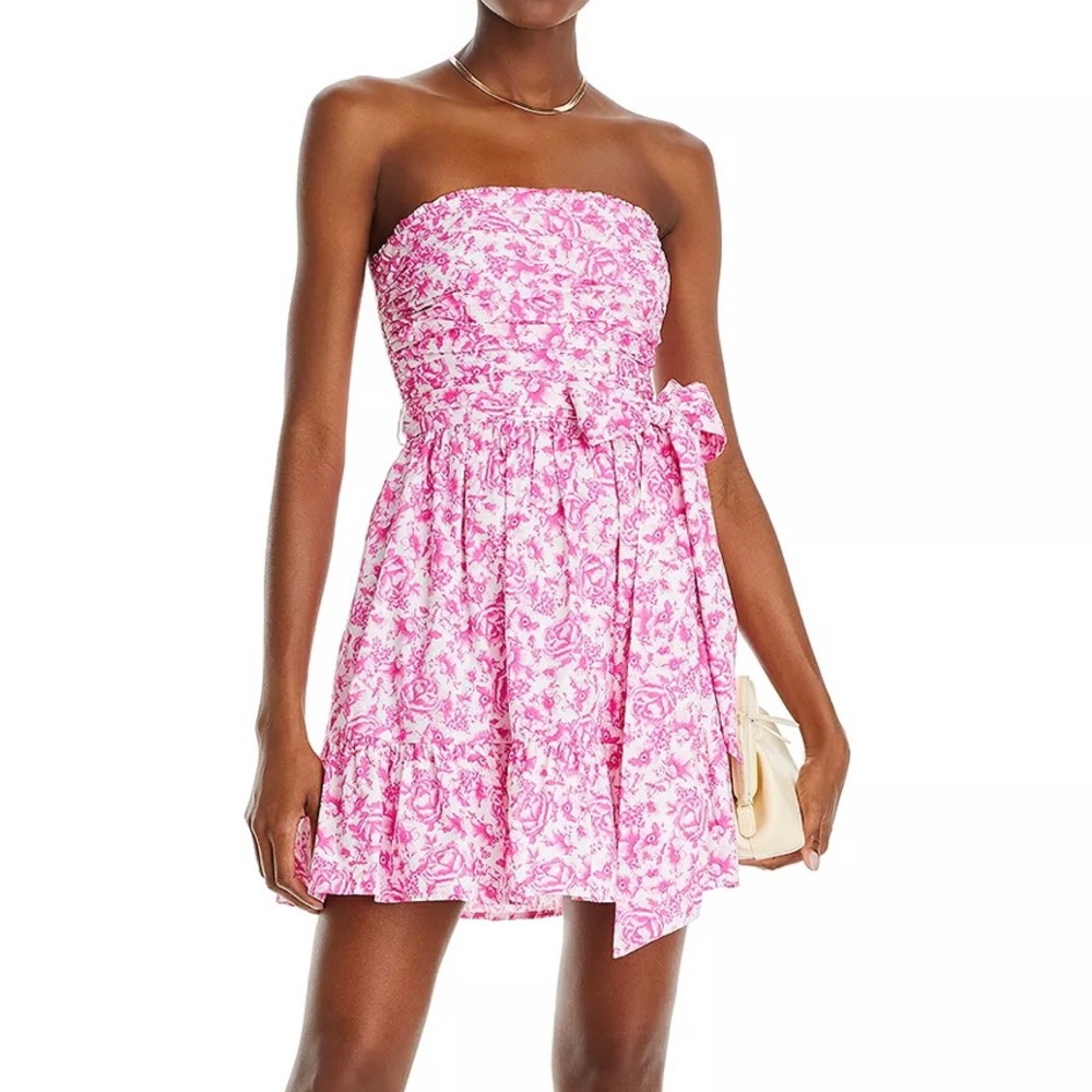 Aqua: Floral Strapless Mini Dress